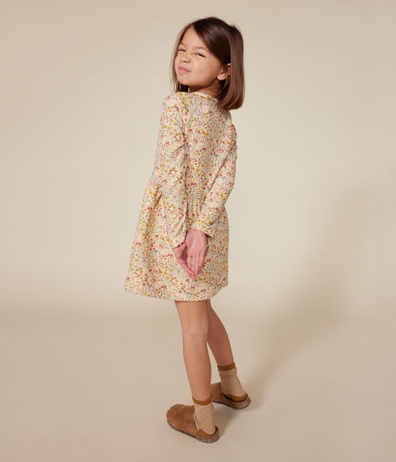 Langärmeliges Kinder-Kleid aus Doppeljersey für Mädchen weiss AVALANCHE/ MULTICO
