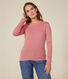 Langärmeliges Damen-T-Shirt L'Iconique aus einfarbigem Rippstrick