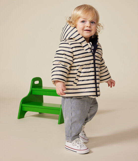 Baby-Winterjacke aus PU weiss AVALANCHE/blau SMOKING
