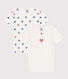 2er-Set kurzärmelige Kinder-T-Shirts aus Baumwolle mit Herzmotiv