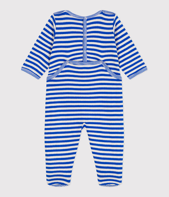 Strampler aus Doppeljersey mit Öffnung am Rücken und Streifen PERSE/ AVALANCHE